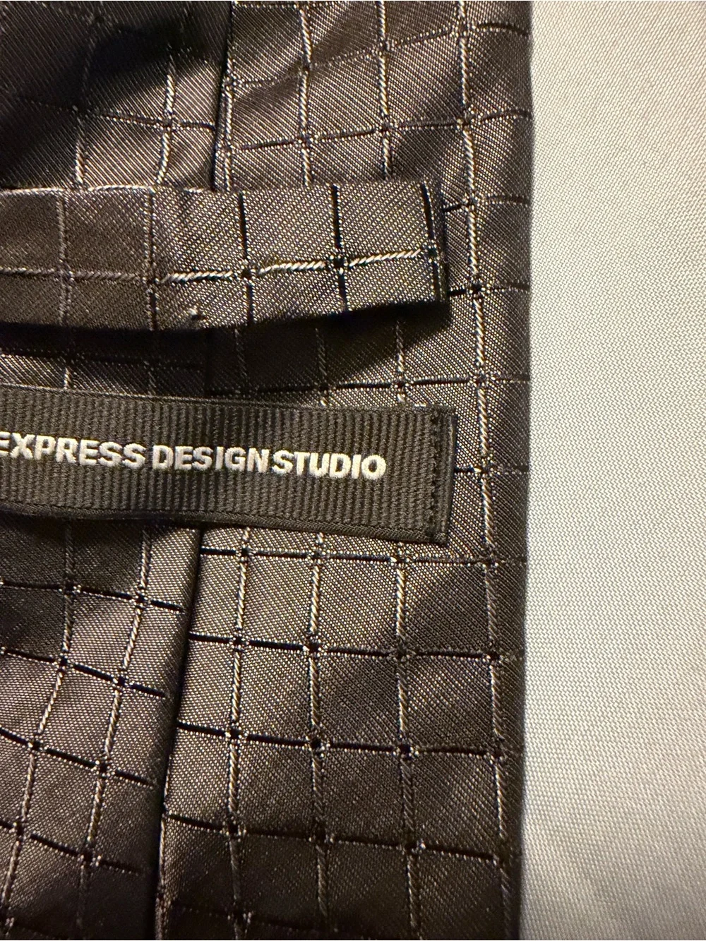 Express Men's Black Grid Pattern Silk Tie
